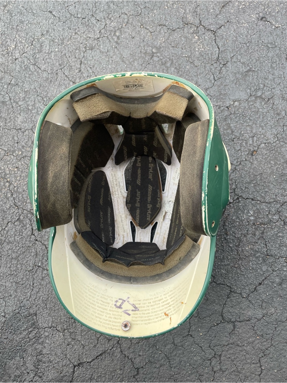 Green Baseball Helmet Shell with Interior Padding